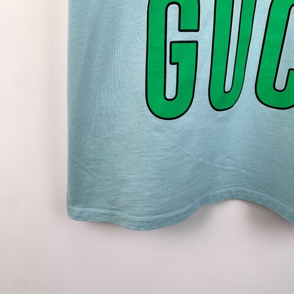 CW0697 Gucci Blue Graphic T-Shirt With Red Apple Design & Marilyn Monroe Quote C - Picture 5 of 8